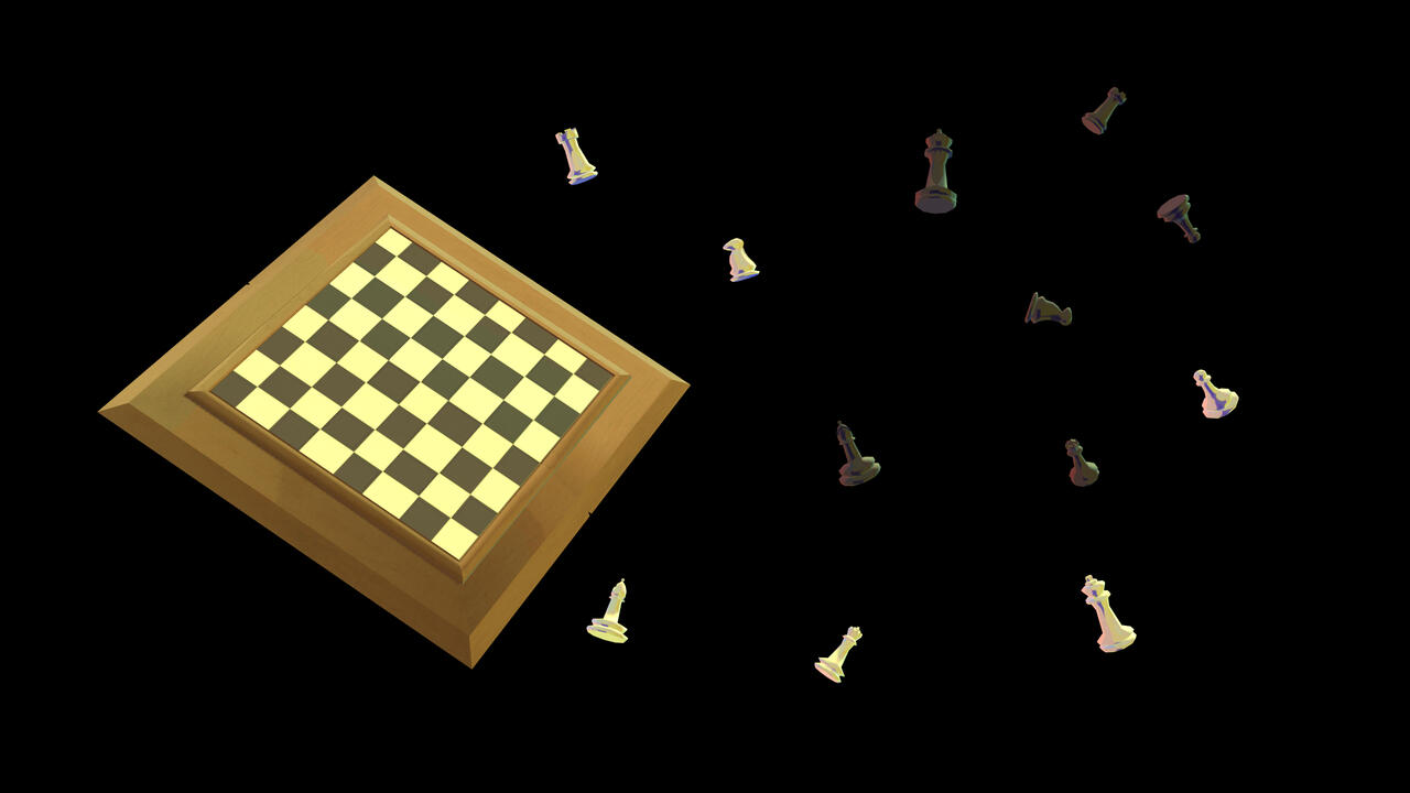 Quick chessboard model used for set-dressing in spaces such as Rainbow Room.